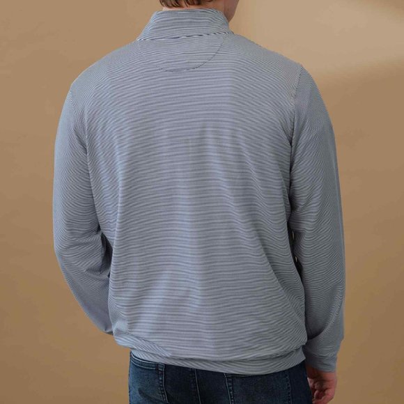 NWT Magaschoni Men's QUARTER ZIP STRETCH KNIT STRIPED TOP Shirt - Picture 2 of 6